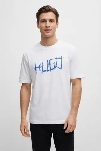 HUGO Blue T-Shirt Rundhalsausschnitt, Regular Fit, Logodruck