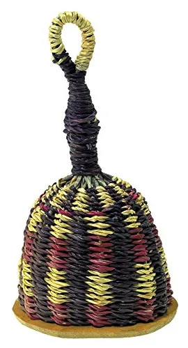 Kamballa - Ghana Caxixi (19 cm, groß) rot - Percussion Instrument mit rotem Bastgeflecht und Kürbisboden, ideal für kreative Rhythmen und Musikprojekte.