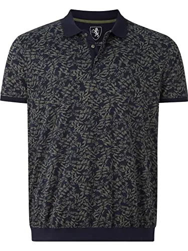 Charles Colby Herren Poloshirt Earl Menneth dunkelblau, 2XL (XXL) - Sportshirt für Herren mit all-over Print, aus tragefreundlicher Baumwolle für optimalen Komfort und perfekten Sitz dank Bündchen im Comfort Fit.