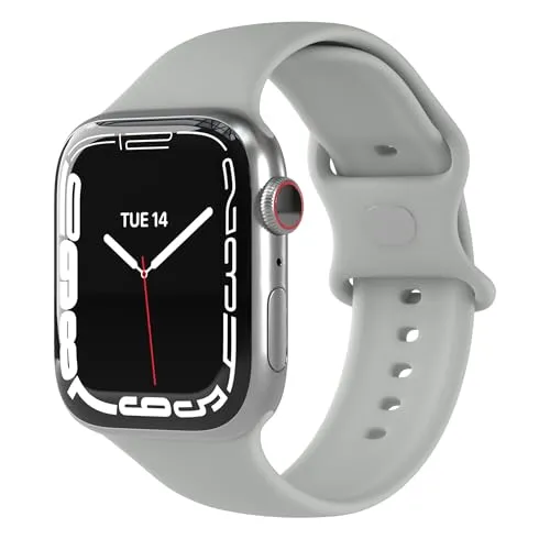 EAZY CASE Sport Armband für Apple Watch 44mm / 45mm / 46mm / 49mm verstellbares Silikon Ersatzarmband Sport Loop Band für Apple Watch Serie 11 10 9 8 7 6 5 4 3 2 1 SE für Damen Herren Grau