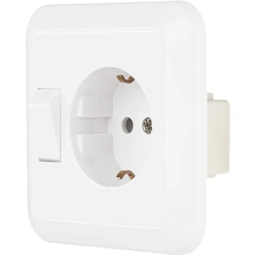 REV Standard Unterputz Steckdose mit Aus- und Wechselschalter, weiss - Praktische Unterputz Steckdose mit integriertem Wechselschalter, ideal für den Innenbereich. Sicherer Anschluss für Leitungskabel bis 2,5 mm² und einfache Montage.