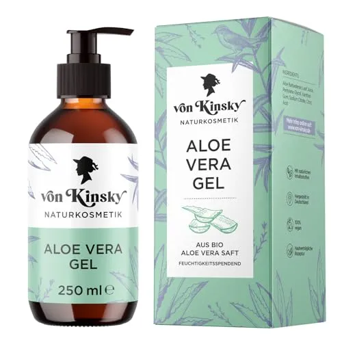 Bio Aloe Vera Gel Rein - 250ml - Feuchtigkeitspflege Sonnenbrand Naturkosmetik - Skincare Body Moisturizer - Made in Germany - von Kinsky