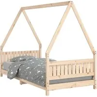 vidaXL Kinderbett 90x190 cm aus massivem Kiefernholz - Robustes Kinderbett in Hausform aus massivem Kiefernholz, ideal für Kinder ab 4 Jahren, bietet Sicherheit und eine gemütliche Schlafumgebung.