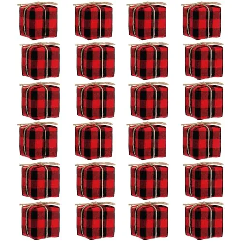 Geschenkbox Weihnachten Deko, 24pcs Geschenkbox Mini Weihnachten, Hängende Weihnachtsbaum, Weihnachtsbaum Deko Anhänger, Geeignet als Weihnachtsbaum-Weihnachtsparty-Dekoration(Rot)