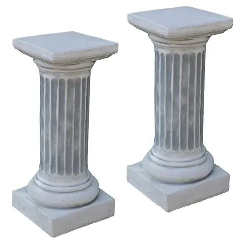 Gartenfigur Sonderangebot: Zwei runde Säulen mit Steinsockel, H. 54 cm - Figuren für den Garten – Frostsichere Säulen, ideal um Statuen oder Pflanztöpfe stilvoll zu präsentieren und als dekoratives Highlight zu fungieren.