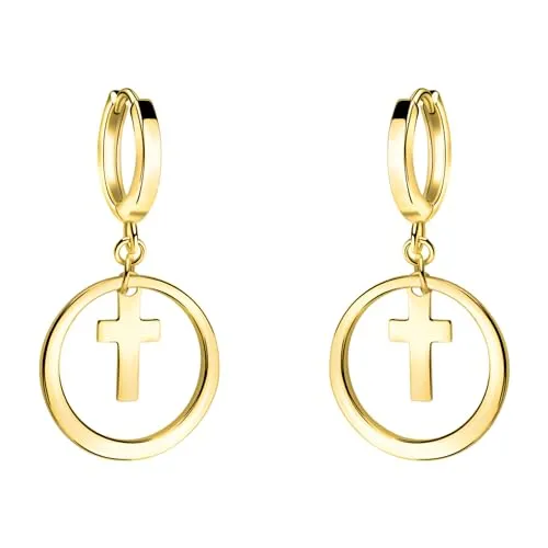 SOFIA MILANI Damen Ohrringe 925 Silber - Vergoldete Creolen mit Kreuz Kreis Motiv - Elegante Ohrringe aus 925 Sterling Silber, hypoallergen und ideal als Geschenk in edler Box. Hochglanz und Schutz vor Verfärbung für zeitlose Eleganz.