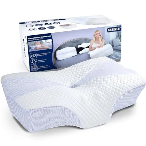 SAHEYER Nackenkissen - Ergonomisches Memory Foam Kissen für perfekten Schlafkomfort - Nackenhörnchen mit hochwertigem Memory Foam für optimale Unterstützung in allen Schlafpositionen. Atmungsaktiver Bezug, abnehmbar und waschbar – ideal für erholsamen Schlaf!