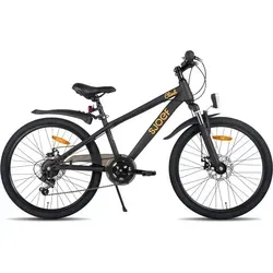 SJOEF Climb Kinderfahrrad / Mountainbike 24 Zoll |Ab 8-12 Jahren | Kinder Fahrrad für Jungen / Jugend | MTB mit 6 Shimano-Gänge & Scheibenbremsen... - Schwarz