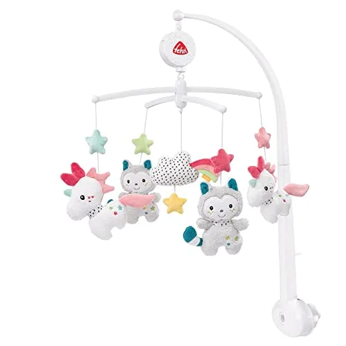 Fehn Musik Mobile Aiko & Yuki - Beruhigende Einschlafhilfe für Babys - Baby Mobiles mit sanft drehenden Figuren und der Melodie