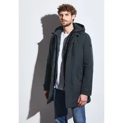 Winterjacke STREET ONE MEN, Herren, Gr. XL (44), nightwalk blau, Web, Obermaterial: 73% Baumwolle, 27% Polyester; Kapuze: 100% Nylon; Futter: 100% Polyester, unifarben, comfort fit normal, ohne Ausschnitt, abgesteppt, Jacken Winterjacke, mit Kapuze