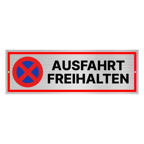 Schild Ausfahrt freihalten 15x5 cm Alu/Dipond selbstklebend mit Klebepads