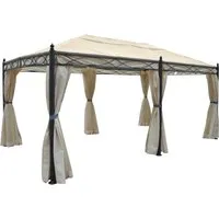 Berlinlodge Pergola Creme, 300x276x500 cm, moderner Sichtschutz - Diese stilvolle Pergola aus pulverbeschichtetem Stahl bietet optimalen Sonnen- und Sichtschutz für Ihren Garten. Einfacher Aufbau und modernes Design machen sie zum perfekten Outdoor-Begleiter.