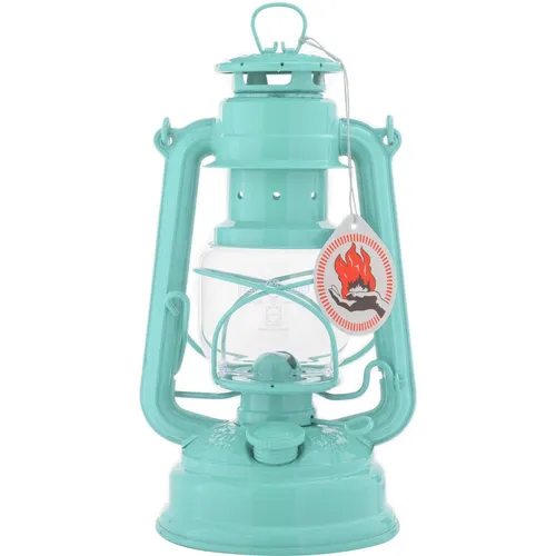 FEUERHAND 276 Sturmlaterne lichtgrün - Campingzubehör: Korrosionsbeständige Petroleumlampe mit hitzebeständigem Glas, ideal für zuverlässige Lichtquelle im Freien, unabhängig von Strom.