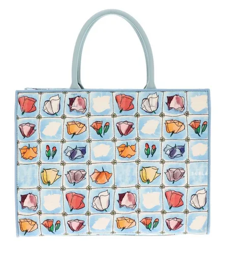 Furla Schultertasche Tote Bag in Blau - Stylische Schultertasche aus hochwertigem Materialmix, ideal für den Alltag. Mit verstärkten Henkel und großzügigem Stauraum für alles Wichtige.