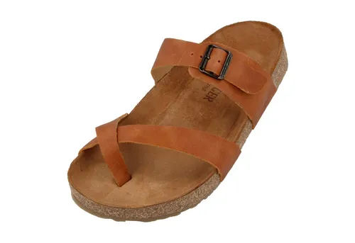 Haflinger Bio Juno Sommer Sandale Hausschuh - Unisex Hausschuh in Größe 44, aus hochwertigem Leder mit Kork-Latex-Fußbett für optimalen Komfort und Unterstützung.