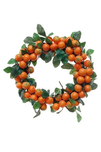 artplants Künstlicher Kranz Kerrie aus Mandarinen, Ø40cm - Faszinierender künstlicher Kranz aus Mandarinen in leuchtendem Orange, ideal für kreative Dekorationen. Perfekt für jeden Anlass und pflegeleicht!