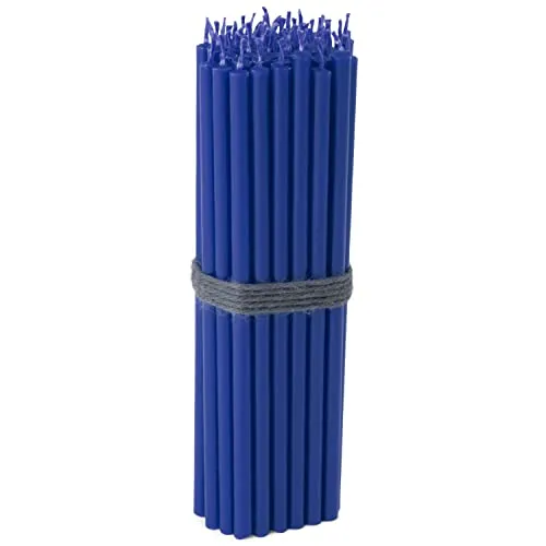 NKlaus - 50x Stabkerzen blau Rußfrei Tropffrei dünn L 16cm Premium Paraffinwachs 36112