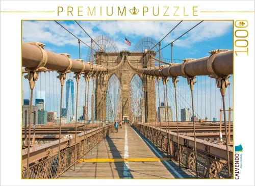 CALVENDO Puzzle Brooklyn Bridge und Skyline | 1000 Teile Lege-Größe 64x48cm Foto-Puzzle für glückliche Stunden