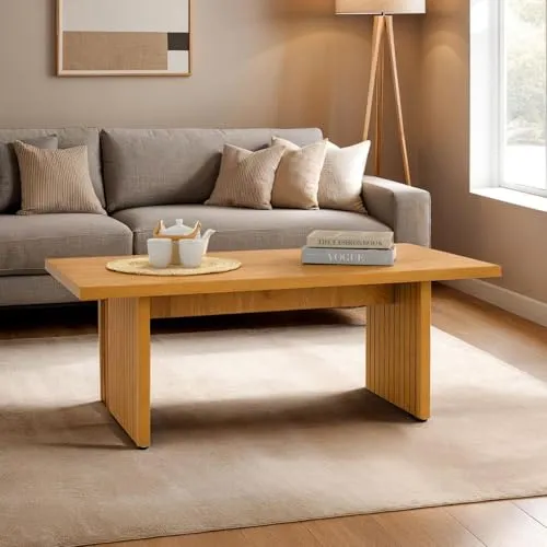 IDIMEX Couchtisch RIKA, Moderner Wohnzimmertisch mit Lamellenbeinen - Couchtisch aus Wildeiche Dekor, bietet stilvolles Design und praktische Maße (120x59x45 cm) für jedes Wohnzimmer, ideal für gesellige Abende.