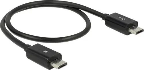 Delock USB-Kabel USB 2.0 USB-Micro-B Stecker, USB-Micro-B Stecker 0.30m Schwarz mit OTG-Funktion 83570