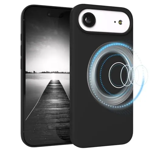 EAZY CASE Magnetische Silikon Hülle für iPhone Air - MagSafe-kompatibel, Premium-Liquid-Silikon, Stoßfest, Kameraschutz, Mikrofaser-Innenfutter, Slim Cover Handyhülle Bumper - Schwarz