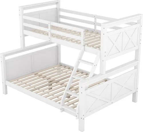 Etagenbett mit Leiter und Sicherheitsgeländer, umbaubar in 2 getrennte Betten