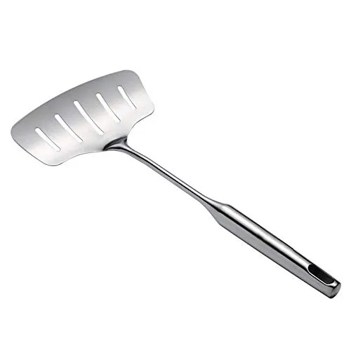 Fischwender Schlitzspatel Pfannenwender Küchenspatel Filtern Sie Überschüssiges Öl Bequem Edelstahl Robust und Spülmaschinenfest Zum Drehen von Eiern,Burgern, Pizza,Fleischscheiben,Grillen von 38.5 cm