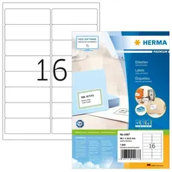 Herma Adressetiketten 4267 Premium, weiß, 99,1 x 33,8mm - Diverse H - 1600 selbstklebende Etiketten auf A4, ideal für C6 Kuverts. Nachhaltige, CO2-neutrale Qualität mit starker Haftung und matter Oberfläche.