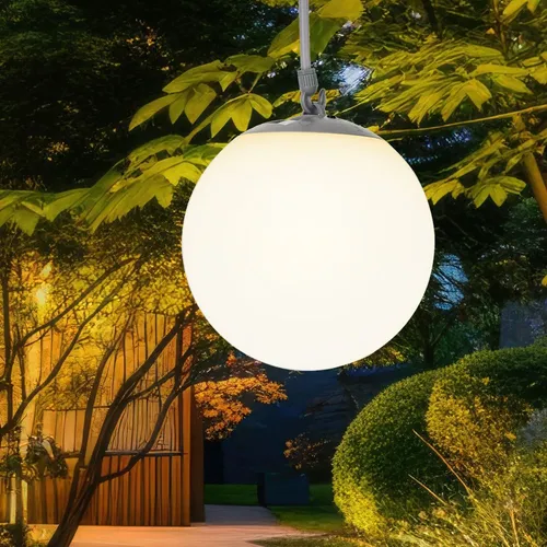 Hängeleuchte Solarlampe Außenleuchte Balkonlampe Gummischlaufe Kugel LED D 20 cm