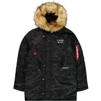 Alpha Industries Winterjacke Herren schwarz - S 777050-0001-09900 - Funktionsjacke mit wetterfestem Nylon-Obermaterial, abnehmbarer Kapuze und vier praktischen Taschen. Ideal für kalte Tage und perfekt kombinierbar mit Jeans und Boots.