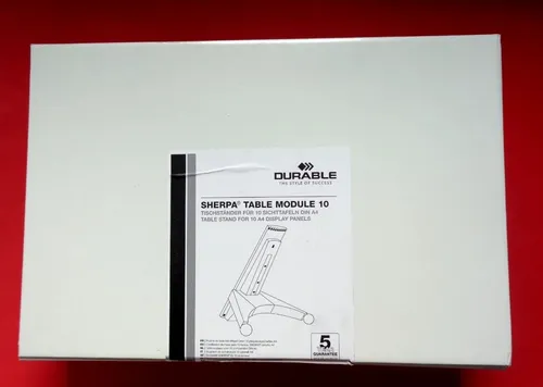DURABLE Sichttafelständer SHERPA® Modul 10 grau - Werbeartikel: Flexibler Sichttafelständer für 10 Tafeln, ideal für Präsentationen und Informationsanzeigen in Büros oder Veranstaltungen.