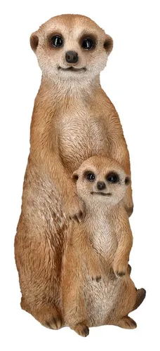 Erdmännchen Familie von HotAnt - 27 cm Garten Deko Figur - Gartenfiguren aus handbemaltem Kunststein, wetterfest und ideal für Gartenliebhaber. Detailgetreu und lebensecht gestaltet, perfekt als Geschenk für Tierfreunde.