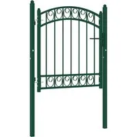 vidaXL Zauntor mit Gewölbter Spitze - Flügeltor aus pulverbeschichtetem Stahl, bietet hohe Sicherheit und elegantes Design für Ihren Garten. Inklusive stabilen Pfosten und Schließsystem mit Schlüsseln.