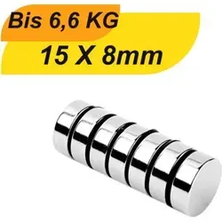 Stück Neodym Magnet 15mm x 8mm - Hohe Haftkraft für vielseitige Anwendungen - Kompakter Neodym Magnet (15x8mm) mit hoher Haltekraft. Ideal für Bastelarbeiten, Heimwerkerprojekte und industrielle Anwendungen. Langlebige Beschichtung sorgt für eine lange Lebensdauer und zuverlässige Leistung.