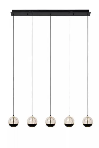 Licht-Erlebnisse Pendelleuchte KERON, LED fest integriert, Warmweiß, LED Glas Metall H: max. 150 cm Schwarz länglich warmweiß 2700 K