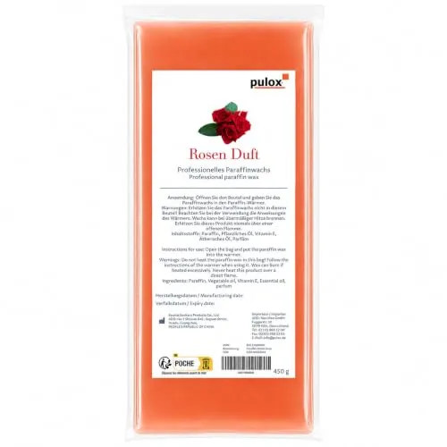 Pulox Paraffinwachs Rose 450 g für Paraffinbad & Wachswärmer | Pflegendes Wachs für Handpflege, Fußpflege und Wellness, ideal für Wärmebehandlungen und Kosmetikanwendungen