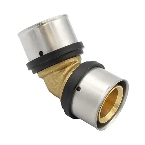 Pipetec Pressfitting Winkel 32x3 mm 45 Grad TH Kontur Verbundrohr, DVGW, TH-Profil