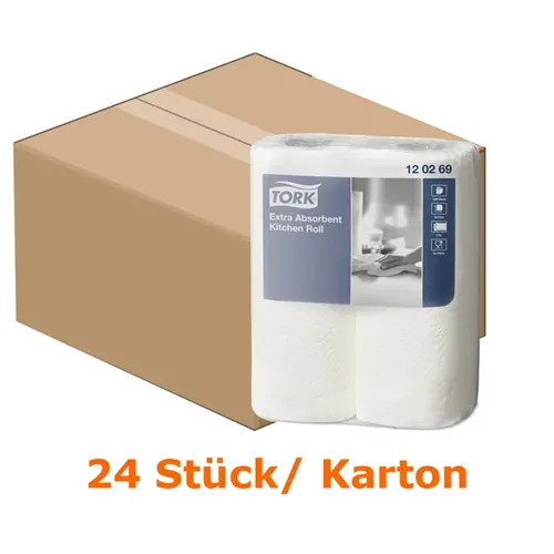 Tork 120269 Küchenrollen extra saugfähig weiß 23x24 cm 24 Stück/Karton, extra saugfähig