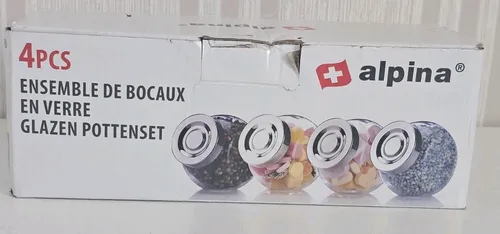 Alpina® 4er Set Vorratsgläser Gewürzgläser Gewürz - Bonbonglas mit Deckel