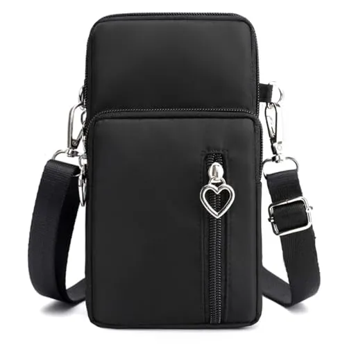 JANKS Damen-Umhängetasche – Crossbody Bag für Damen mit Handy-Portemonnaie, Nylon Kleine Handy Geldbörsen, Arm Tasche，Mini Handy Schultertasche ür Handy unter 6.7 Zoll