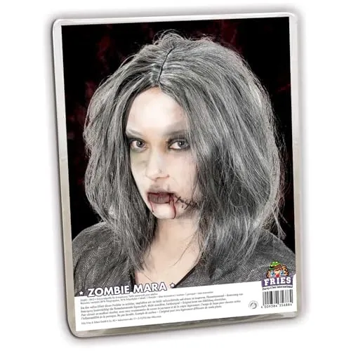 FASCHING 35688 Zombie Mara Perücke grau Langhaar Halloween NEU/OVP