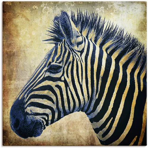 Artland Zebra Porträt PopArt Wandbild - Kunstdrucke in hochwertiger Qualität, handgefertigt und fertig zum Aufhängen. Das seidenmatte Leinwandbild überzeugt mit originalgetreuem Druck und UV-beständigem Material.