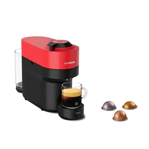 Nespresso Krups XN9205 Vertuo Pop Kaffeekapselmaschine - 1-Tassen-Kaffeemaschine mit automatischer Kapselerkennung und One-Touch-System, bietet 4 Tassengrößen und verkürzte Aufheizzeit für das perfekte Kaffeeerlebnis.