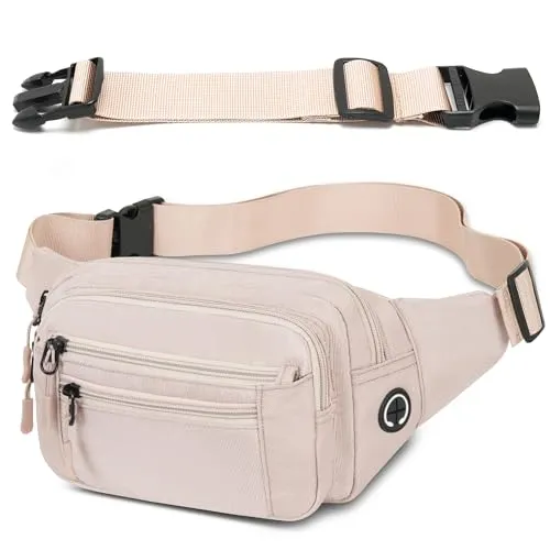 Bauchtasche Gürteltasche Hüfttasche mit Einem 30 cm Verlängerten Gürtel Unisex Modern Umhängetaschen Handytasche für Outdoor Reise Wandern Hundetraining Damen und Herren (Hellkhaki)