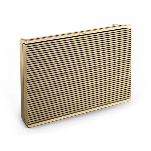 Bang & Olufsen Beosound Level - Kabelloser Tragbarer WiFi und Bluetooth-Lautsprecher (16 Stunden Akkulaufzeit), Cradle to Cradle Zertifizierter Nachhaltiger Lautsprecher - Gold Tone/Wood
