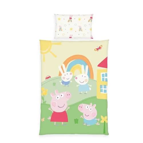 Herding Bettwäsche Peppa Pig - 100% Baumwolle - Bettwäsche-Set mit Peppa Pig-Motiv, 100% Baumwolle, pflegeleicht und waschbar bei 60°C. Perfekt für kleine Fans und ein tolles Geschenk!