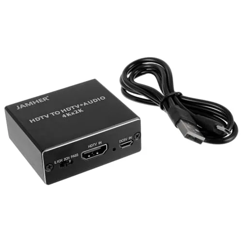 JAMHER 4K x 2K HDMI Audio Extractor, HDMI Optisch Splitter Adapter Toslink SPDIF Adapter 3,5 mm Stereo Audio
