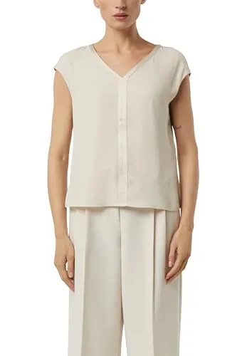 comma Blusenshirt ärmellos V-Ausschnitt in Gelb (42 EU) - Stylisches ärmelloses Blusenshirt mit V-Ausschnitt für einen lässigen Look. Hergestellt aus atmungsaktiver, elastischer Viskose-Mischung, ideal für den Sommer.