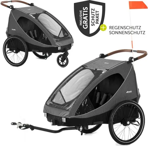Hauck 2in1 Fahrradanhänger Dryk Duo für 2 Kinder