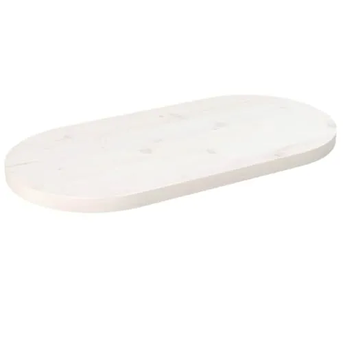 vidaXL Tischplatte Weiß 60x30x2,5 cm - Oval aus massivem Kiefernholz - Zubehör für Möbel: Hochwertige, langlebige Tischplatte aus Kiefernholz, ideal zur Aufwertung von Tischen in Cafés oder Restaurants. Jedes Stück ein Unikat mit rustikaler Optik.